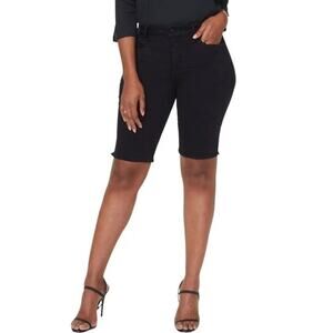 NYDJ Curves 360 Women's Bermuda Side-Slit Shorts Size 0 Black NWT